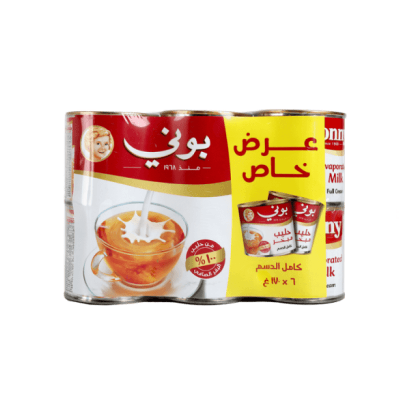 بوني حليب مبخر كامل الدسم 170 جم — شدة6
