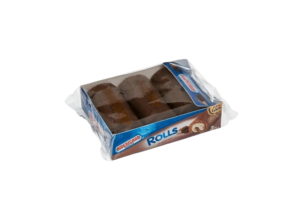 امريكانا رولز كيك شوكولاتة بكريمة الفانيليا (3) قطع  60جم