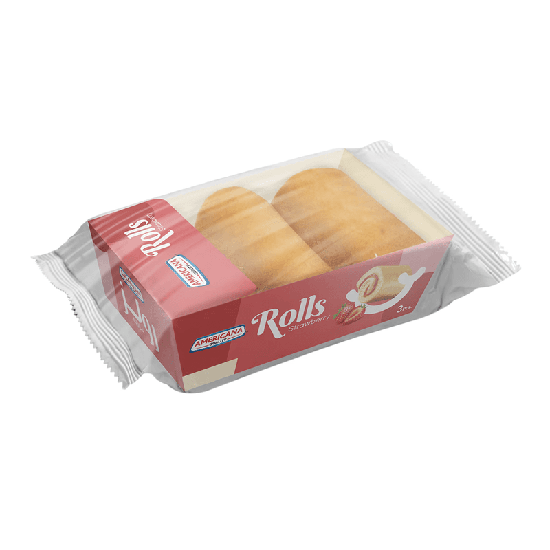 امريكانا رولز كيك فراولة بكريمة الفانيليا (3) قطع  60جم