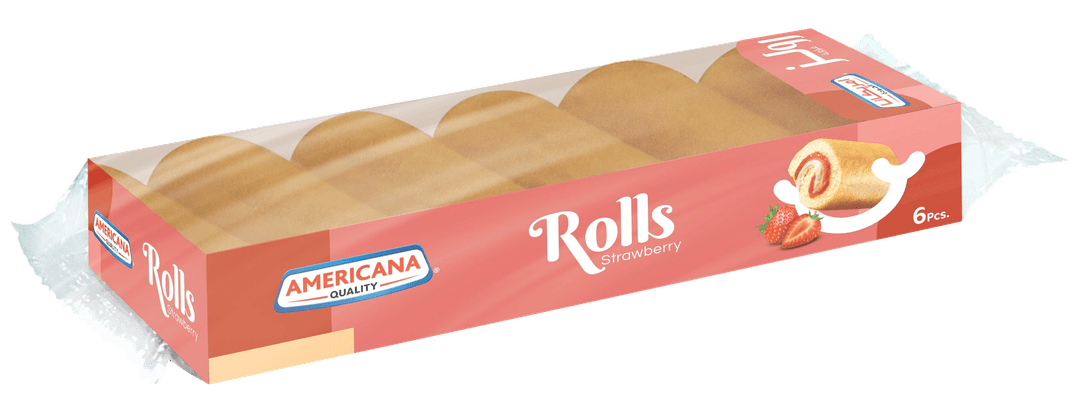 امريكانا رولز كيك فراولة بكريمة الفانيليا ومربي الفراولة  120جم (6) قطع