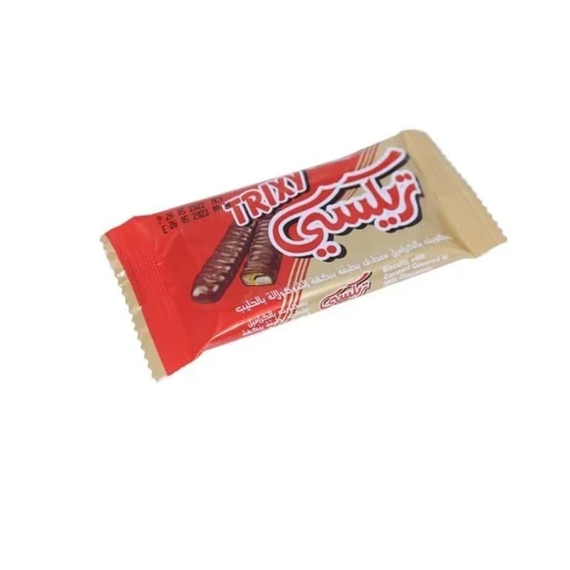 بسكويت تريكسي بالكراميل مغطي بالشوكولاتة بالحليب  20جم