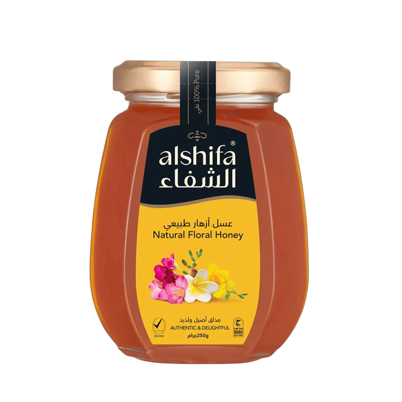 الشفاء عسل ازهار طبيعي  زجاج 250جم — كرتون*15