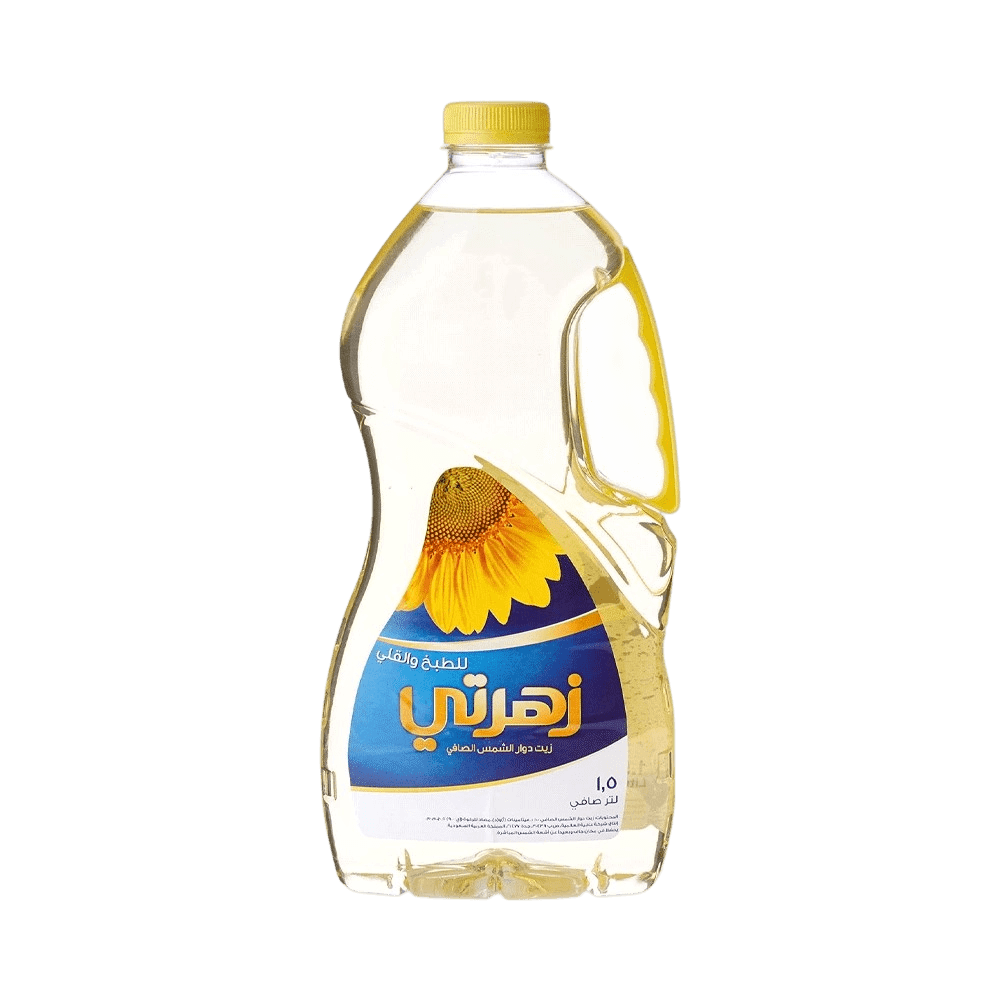 زهرتي زيت دوار الشمس الصافي للطبخ والقلي شفاف 1.5لتر