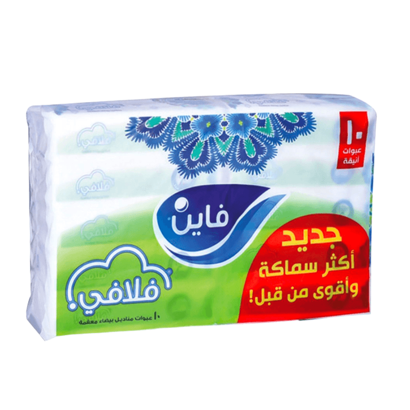 مناديل فاين فلافي بيضاء معقمه 130 منديل مزدوج*10