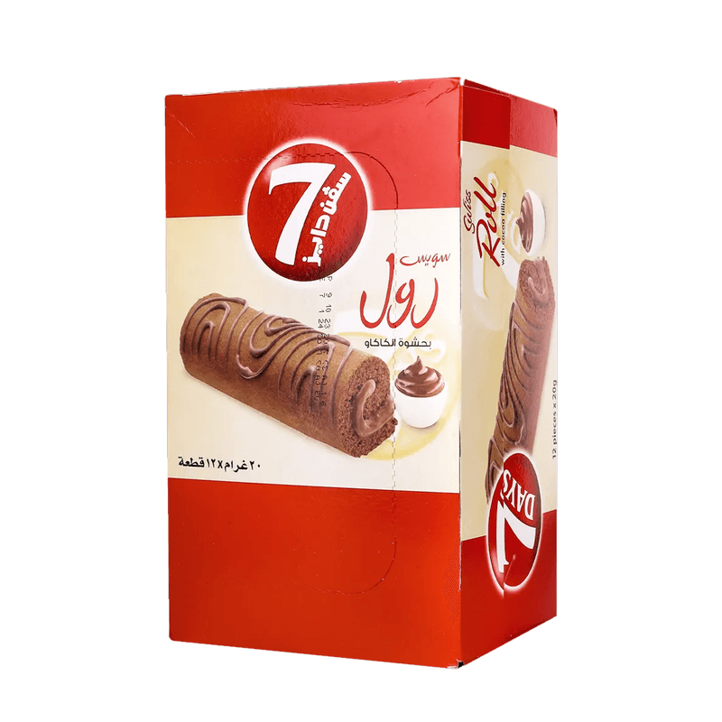 سفن دايز سويس رول كيك بحشوة الشوكولاتة 20جم*12